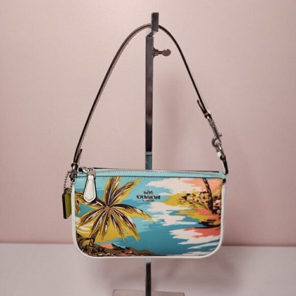 NWT COACH CK382 Nolita 19 Bag Hawaiian Print Coated Canvas Leather Wrist…